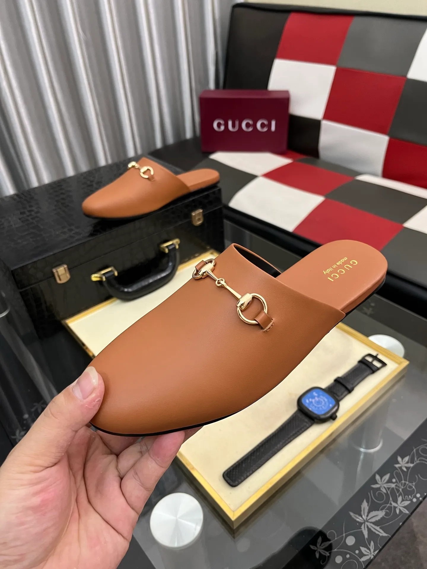 Men's shoes 💰480⌚️⌚️[Gucci] 2024 new season half-slip men's shoes, made of Italian imported first-layer frosted cowhide➕sheepskin lining, original hardware buckle, original combination wear-resistant outsole, real shot 🎬 Very comfortable on the feet, size 36-44